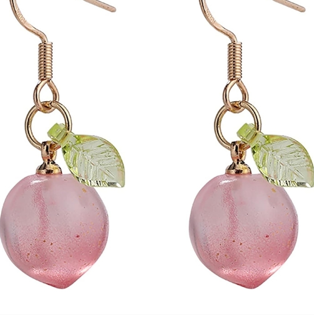 Pink and Gold Earrings with Leaf Detail